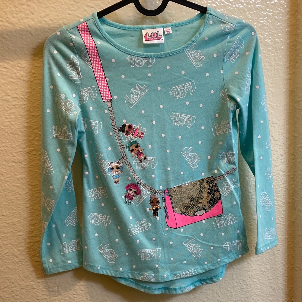 3/$15 L.O.L. Surprise! Girls' Aqua Long Sleeve Top size 7/8